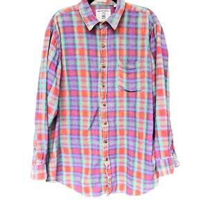 Vintage XLT men's 100% cotton flannel long sleeve button down shirt multicolor